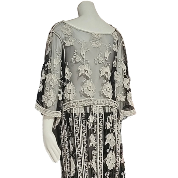 ASHA Gypsy Boho Embroidered Duster L M S Robe Maxi Dress Swim Cover Up Kimono - Picture 12 of 14